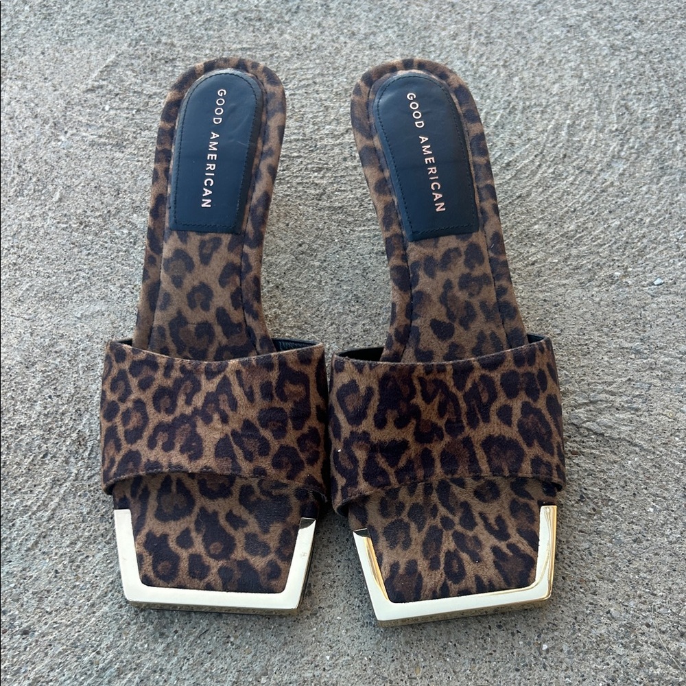 Good American Brown Leopard Mules